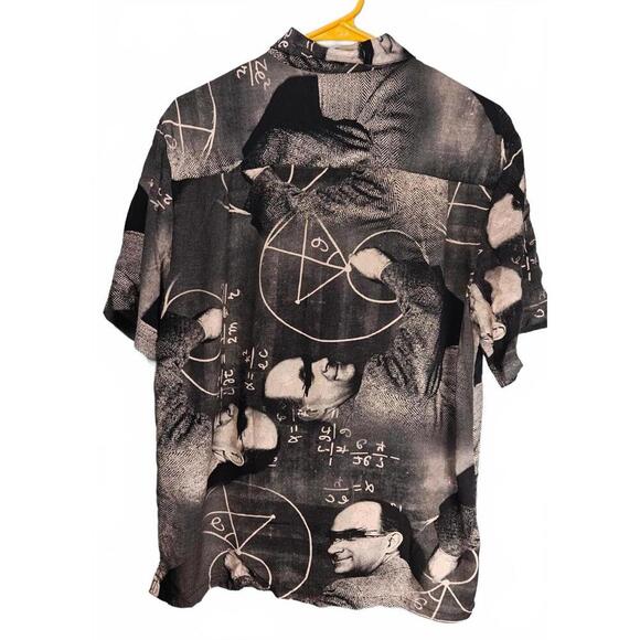 Urban Outfitters Men's Math Man Duo Rayon Print Button-Up Shirt Size Medium - Picture 2 of 8